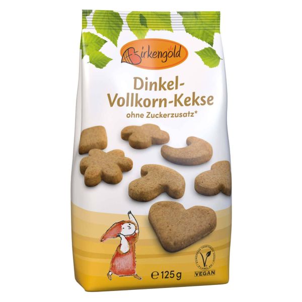 Birkengold Vegane Dinkel-Vollkorn-Kekse ohne Zuckerzusatz 125g